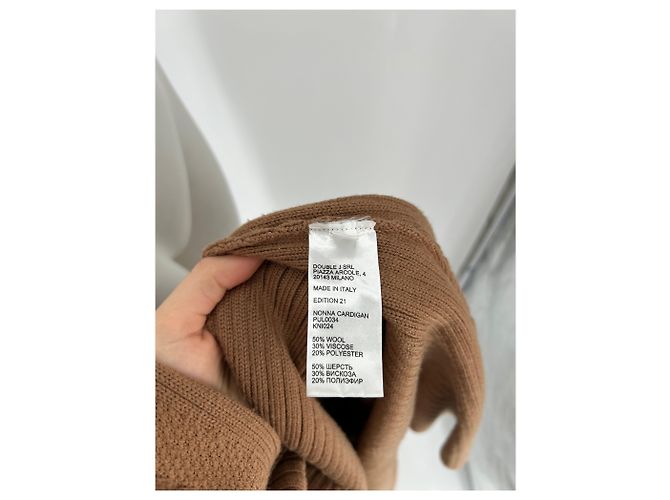 Autre Marque LA DOUBLE J Wollcardigan lang Camel und Rot Kamel - Ansicht 6