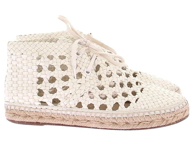Baskets espadrilles Céline en cuir tissé blanc - vue 2