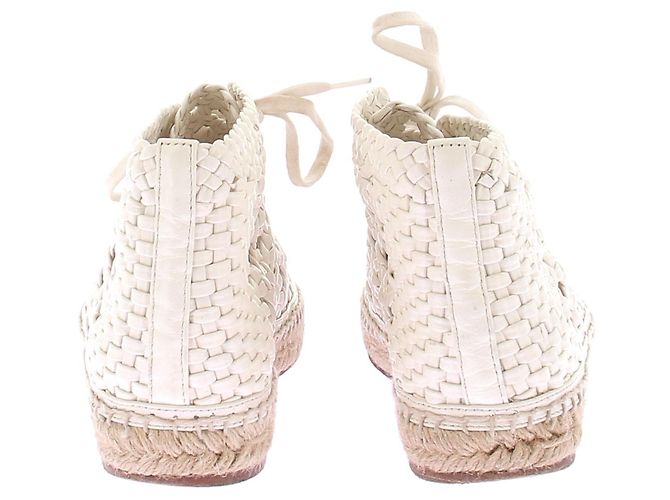 Baskets espadrilles Céline en cuir tissé blanc - vue 5