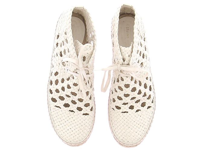 Baskets espadrilles Céline en cuir tissé blanc - vue 6