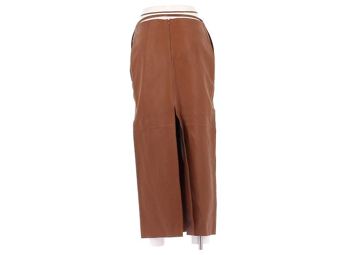 Falda maxi de cuero marrón Magda Butrym Castaño - vista 2