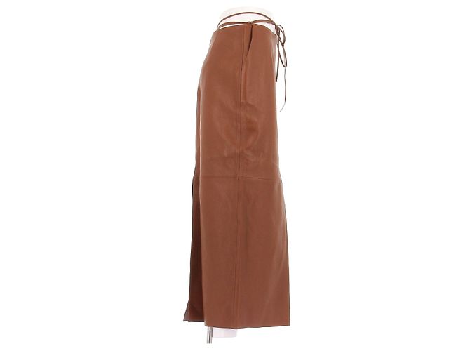 Falda maxi de cuero marrón Magda Butrym Castaño - vista 3