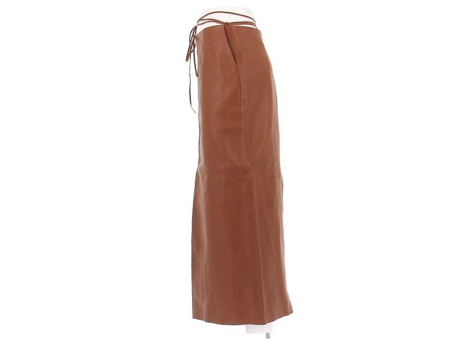 Falda maxi de cuero marrón Magda Butrym Castaño - vista 4