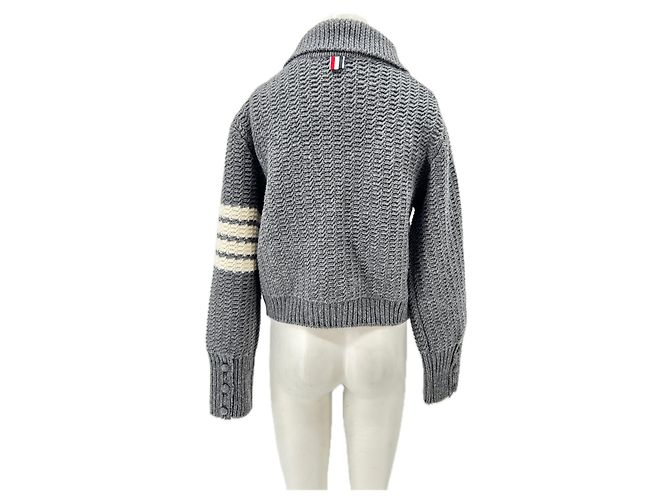 Thom Browne Cardigan aus Wolle Grau - Ansicht 2