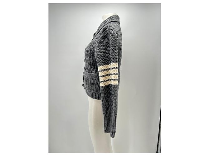 Thom Browne Cardigan aus Wolle Grau - Ansicht 4