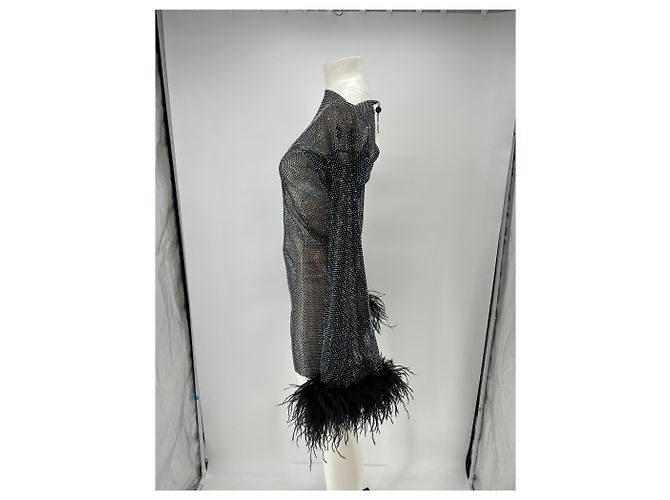 Autre Marque Abito con strass e piume Nero - vista 4