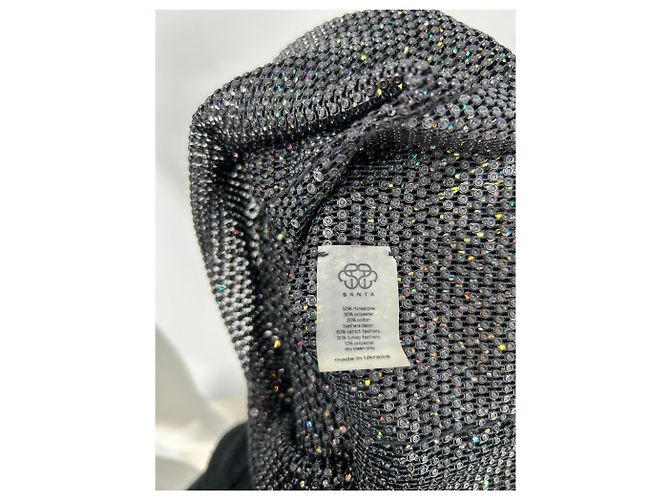 Autre Marque Abito con strass e piume Nero - vista 6