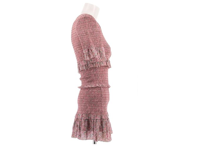 Autre Marque LOVE SHACK FANCY Smockkleid Rosa Kurzarm Pink - Ansicht 3