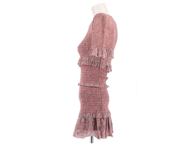 Autre Marque LOVE SHACK FANCY Smockkleid Rosa Kurzarm Pink - Ansicht 4