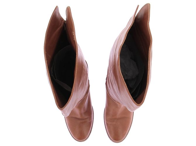 Vanessa Bruno Bottes en cuir marron - vue 6