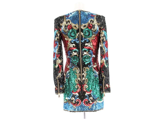 Balmain Abito a Paillettes Multicolore Nero - vista 2