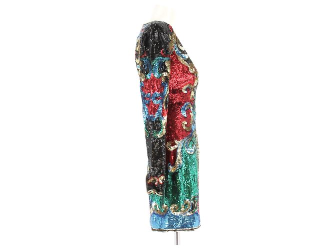 Balmain Abito a Paillettes Multicolore Nero - vista 4