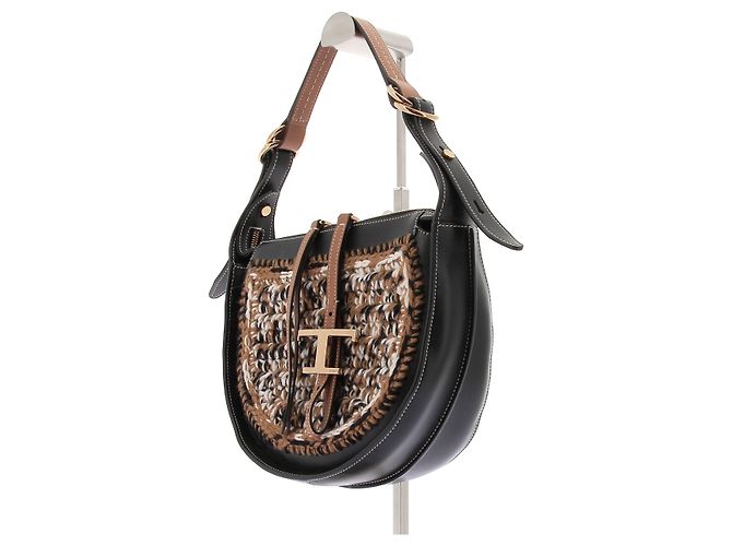 Tod's Borsa a spalla in pelle e rete Nero - vista 5