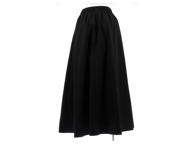 Falda larga negra de algodón Balenciaga Negro - vista 2