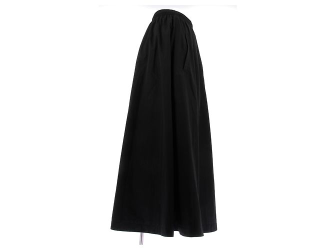Falda larga negra de algodón Balenciaga Negro - vista 3