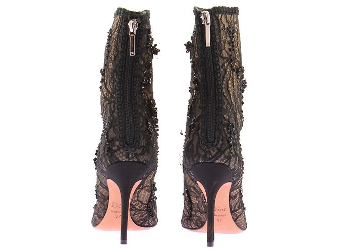Dior Stivaletti neri in pizzo e strass Nero - vista 5