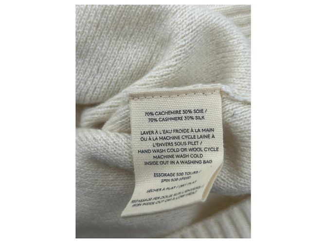 Eric Bompard Suéter bege de cashmere com decote em V - vista 5