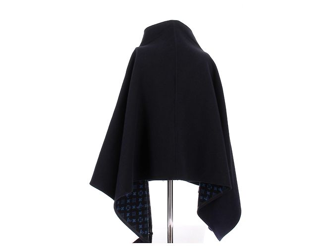Louis Vuitton Poncho marino de lana Azul marino - vista 2