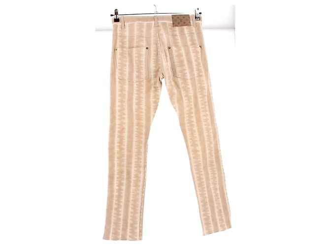 Pantalones de algodón rayados beige Louis Vuitton - vista 2