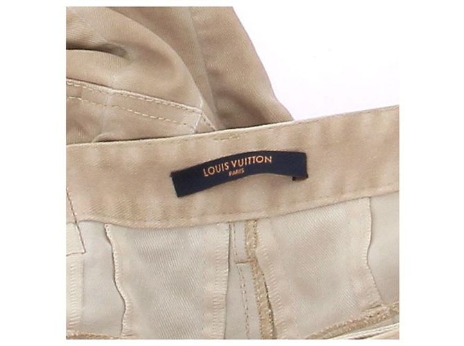 Pantalones de algodón rayados beige Louis Vuitton - vista 3