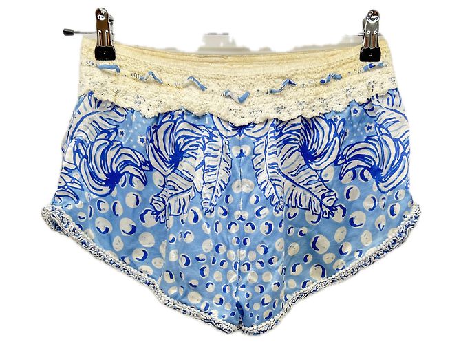 Autre Marque Pantaloncini in seta blu POUPETTE ST BARTH - vista 2