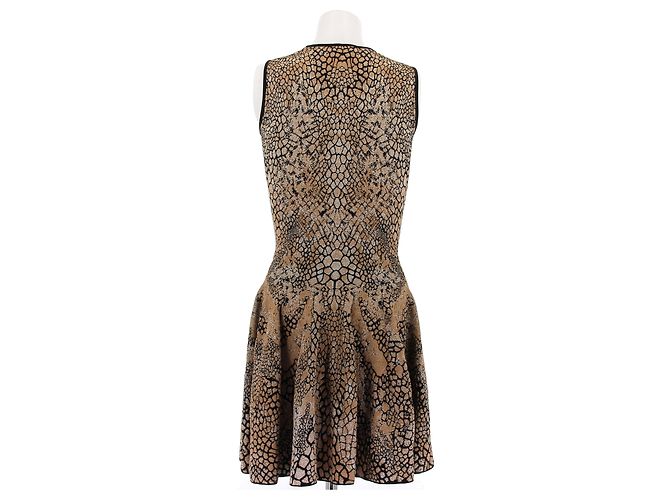 Vestido Alexander McQueen sin mangas estampado leopardo beige - vista 2