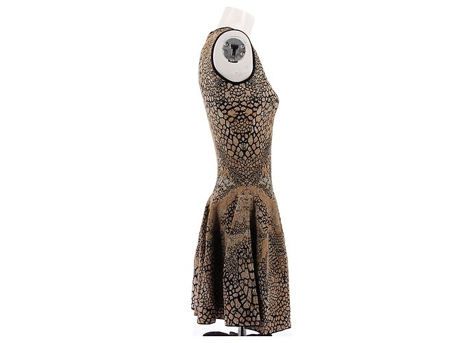 Vestido Alexander McQueen sin mangas estampado leopardo beige - vista 3