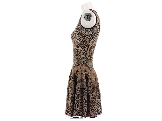 Vestido Alexander McQueen sin mangas estampado leopardo beige - vista 4