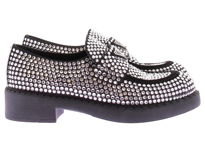 Mocassini Prada con Strass in Pelle Argentata 37 Argento - vista 2