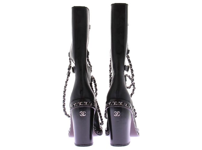 Chanel Stivali neri e catena Nero - vista 5