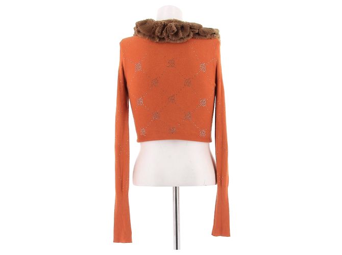 Top corto naranja Blumarine con cuello de piel sintética - vista 2