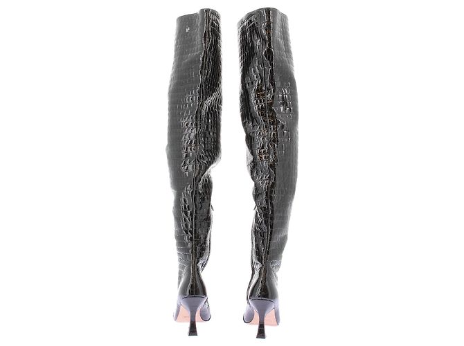 Autre Marque Botas de tacón de cuero charol Negro - vista 5
