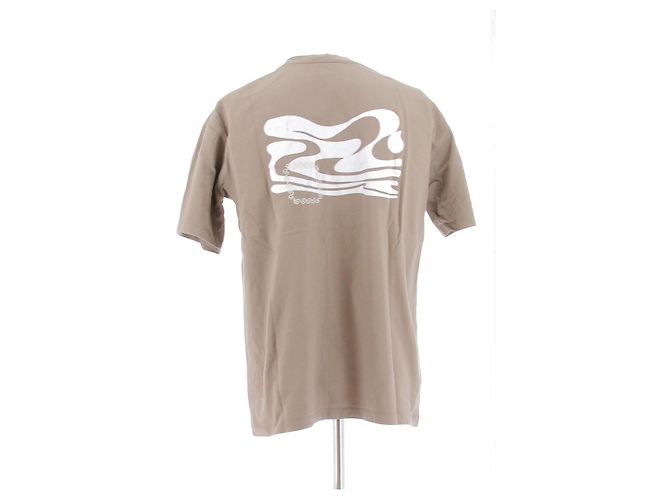Autre Marque Camiseta ADISH marrom de algodão com logo branco - vista 2