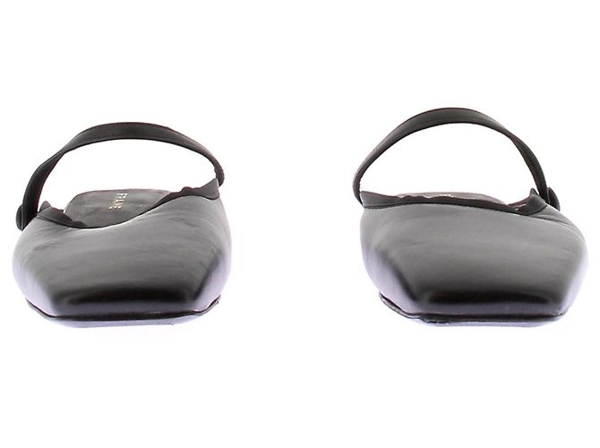 Mule Frame Denim in pelle nera con punta quadrata Nero - vista 4