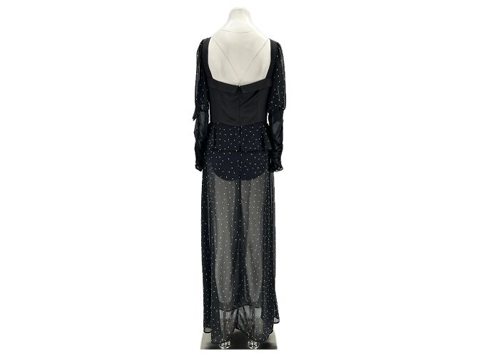 Autre Marque Abito nero con strass e body integrato - vista 2