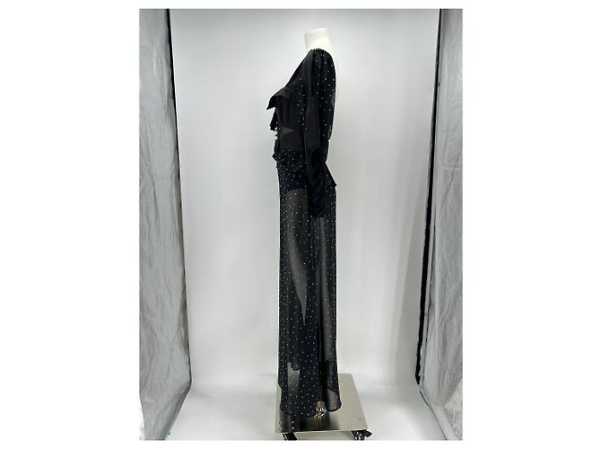 Autre Marque Abito nero con strass e body integrato - vista 4
