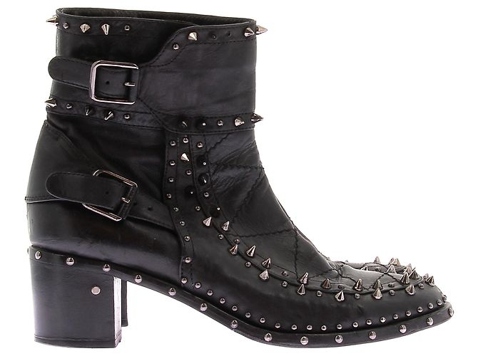 Botines Laurence Dacade de cuero negro con tacón de tachuelas - vista 2