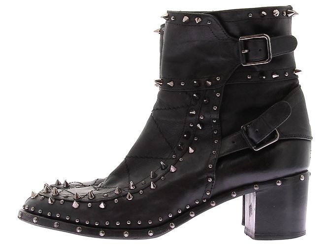 Botines Laurence Dacade de cuero negro con tacón de tachuelas - vista 3