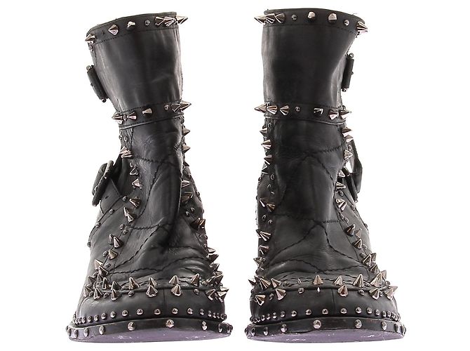 Botines Laurence Dacade de cuero negro con tacón de tachuelas - vista 4