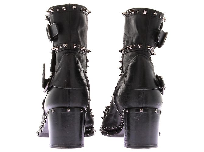 Botines Laurence Dacade de cuero negro con tacón de tachuelas - vista 5