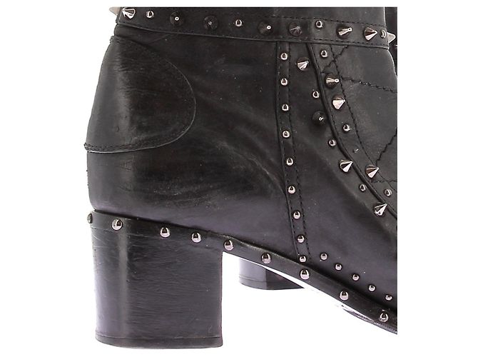 Botines Laurence Dacade de cuero negro con tacón de tachuelas - vista 8