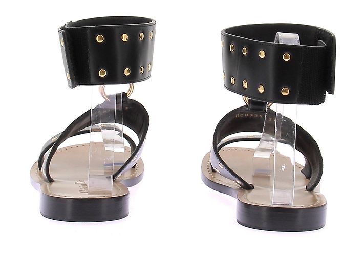 Sandali Dior in pelle nera con borchie dorate Nero - vista 5