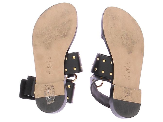 Sandali Dior in pelle nera con borchie dorate Nero - vista 7