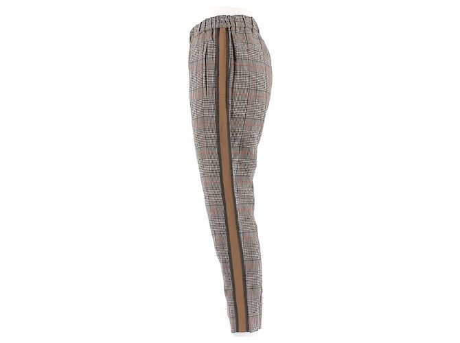 Pantalones de lino con estampado tartán Brunello Cucinelli Beige - vista 4