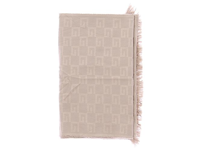 Sciarpa in seta beige con monogramma Gucci - vista 2