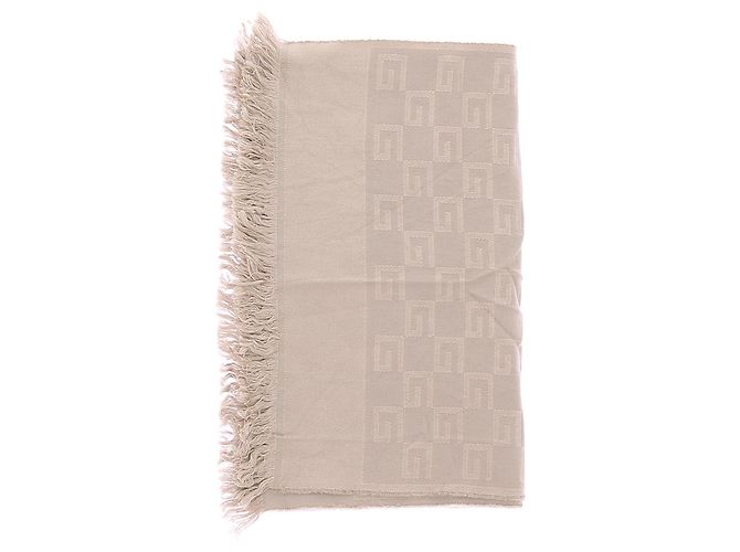 Sciarpa in seta beige con monogramma Gucci - vista 3