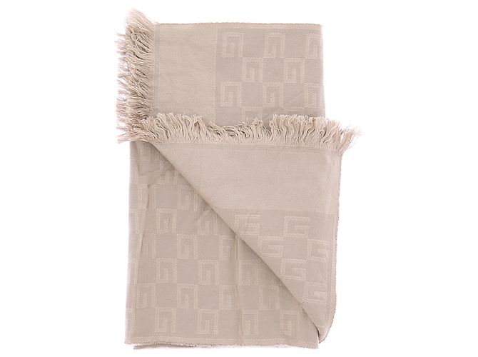 Sciarpa in seta beige con monogramma Gucci - vista 4
