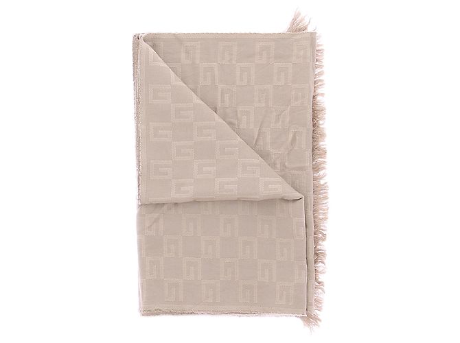 Sciarpa in seta beige con monogramma Gucci - vista 5