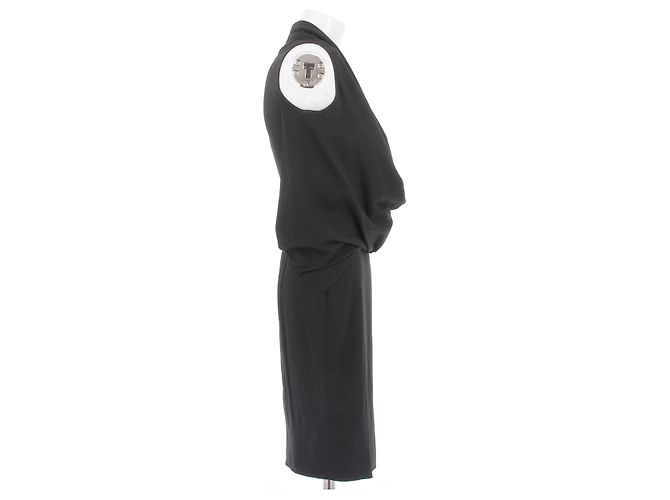 Vestido midi negro sin mangas con cadenas doradas Givenchy - vista 3