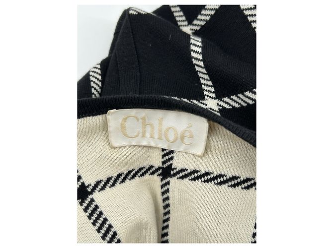Poncho de lana Chloé negro y blanco - vista 6